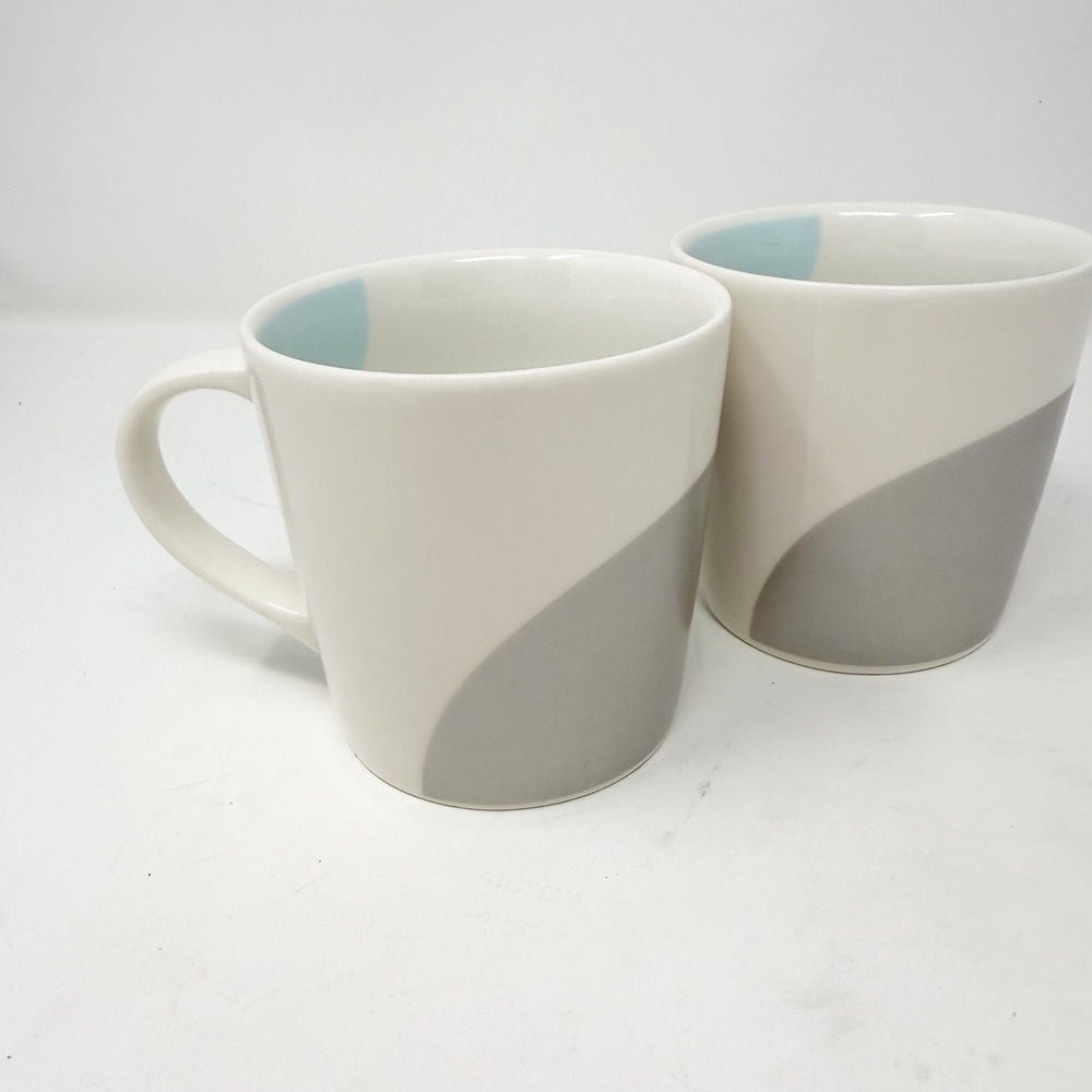 Starbucks 2005 Art Deco Gray Blue Pastel Curve 12 oz Coffee Mugs‎ - Picture 6 of 9